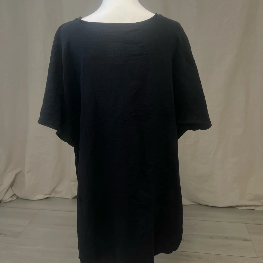 KOL SOL Women's V-Neck Swimsuit Cover‎ Up Black Sz L - Picture 2 of 7